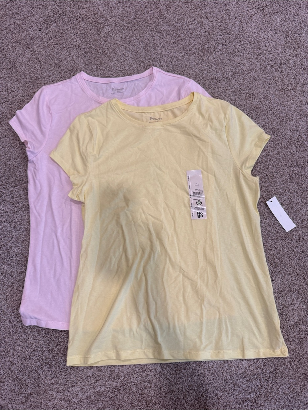 NWT Two Women’s Large No Boundaries Pink and Yellow Short Sleeve Tees